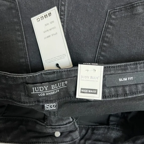 Judy Blue Size 15/32 Black Distressed High Rise Slim Fit NWT - Picture 11 of 12